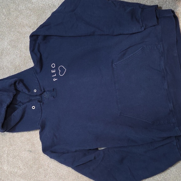 Fleo Sweaters - Fleo Dark Blue Hoodie with Pink Heart Design